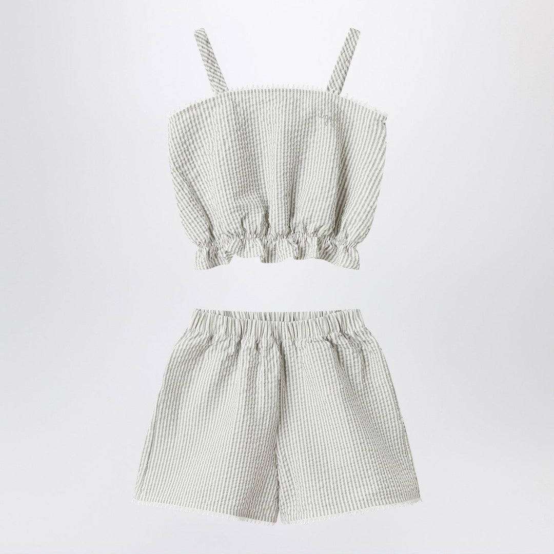 Apparel & Accessories 14 Il Gufo - Granite-coloured set in striped seersucker Brand