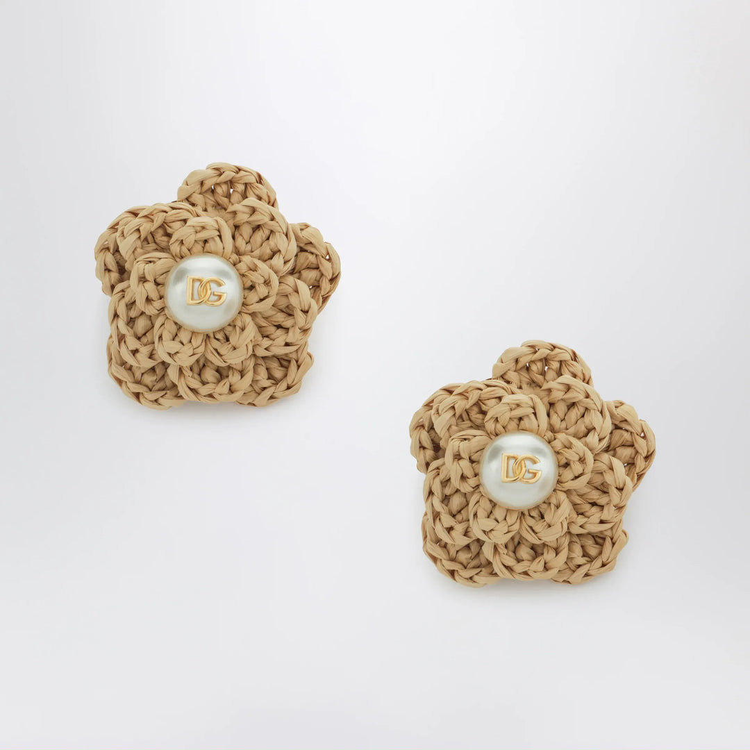 Dolce&amp;Gabbana - Gold clip-on flower earrings in brass Brand Apparel &amp; Accessories > Jewelry TU