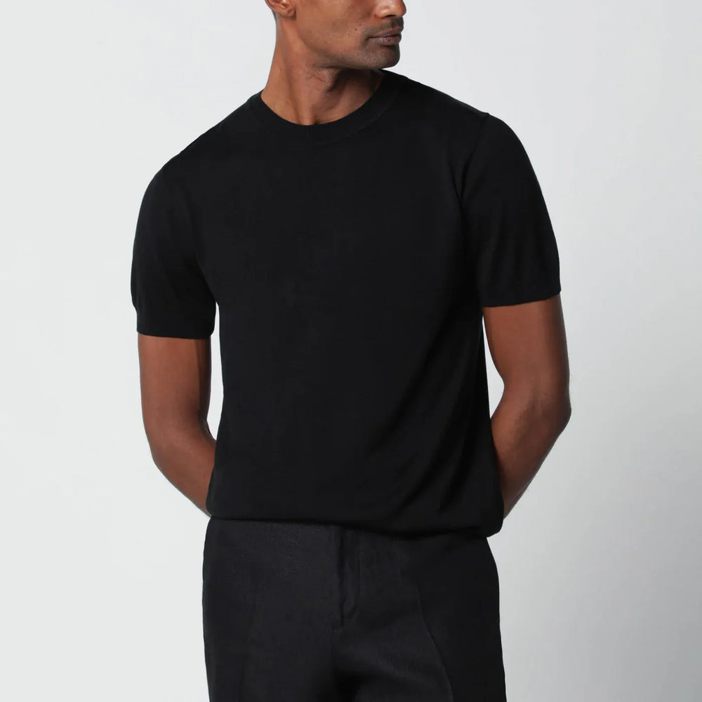 Lardini - Black wool-blend knit Brand Apparel & Accessories S