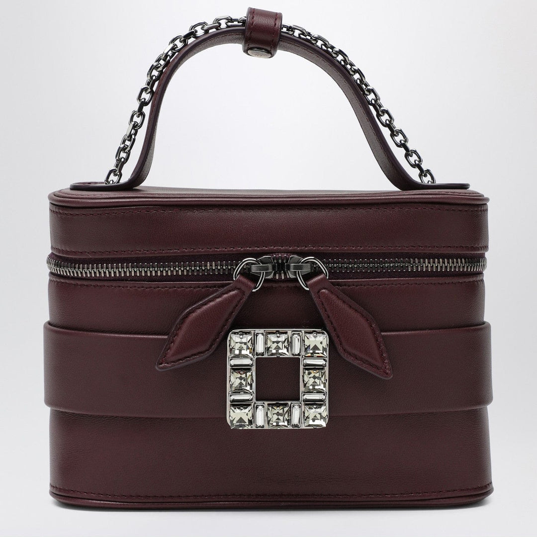 Apparel & Accessories TU ROGER VIVIER - Leather Vanity Bag bordeaux with Rhinestone Buckle Brand