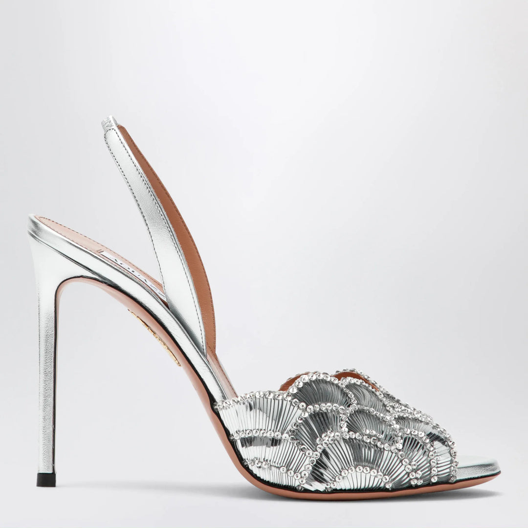 Aquazzura - Ce Soir silver sandals in nappa leather Brand Apparel & Accessories > Shoes
