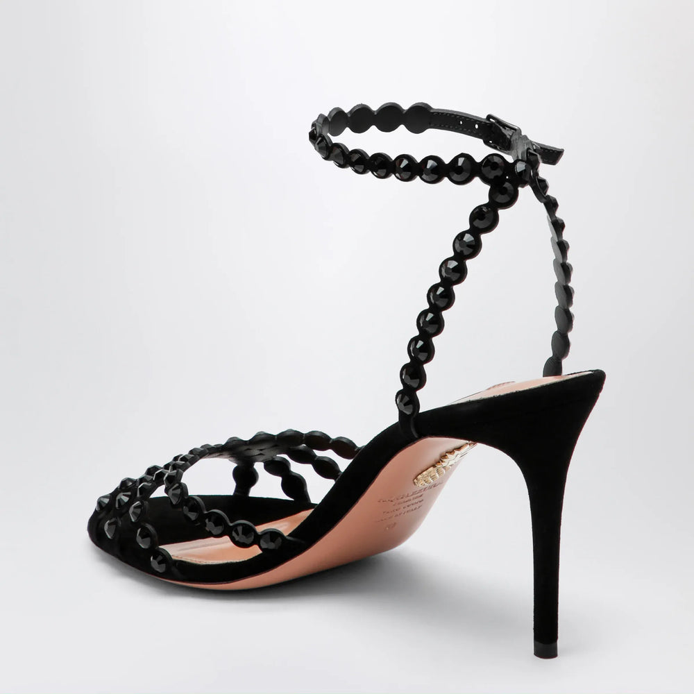 Aquazzura - Tequila black sandals in suede with crystals Brand Apparel & Accessories > Shoes