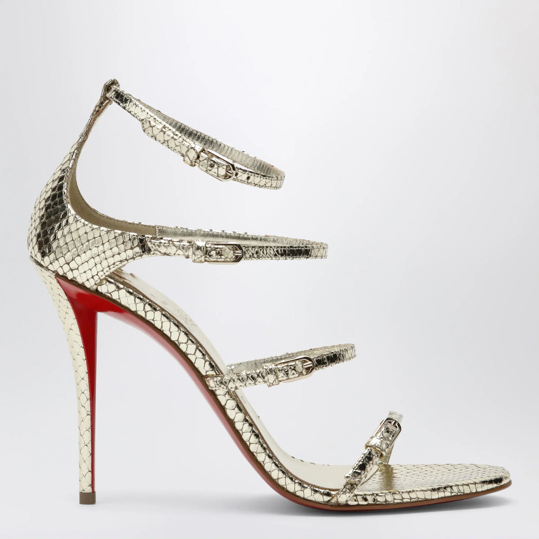 Christian Louboutin - Gold leather high sandals Brand Apparel & Accessories > Shoes 37,5 IT