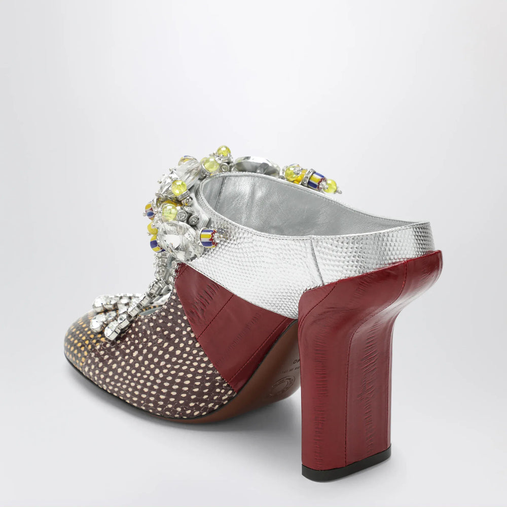 Dries Van Noten - Patchwork leather mules with decoration Brand Apparel & Accessories > Shoes