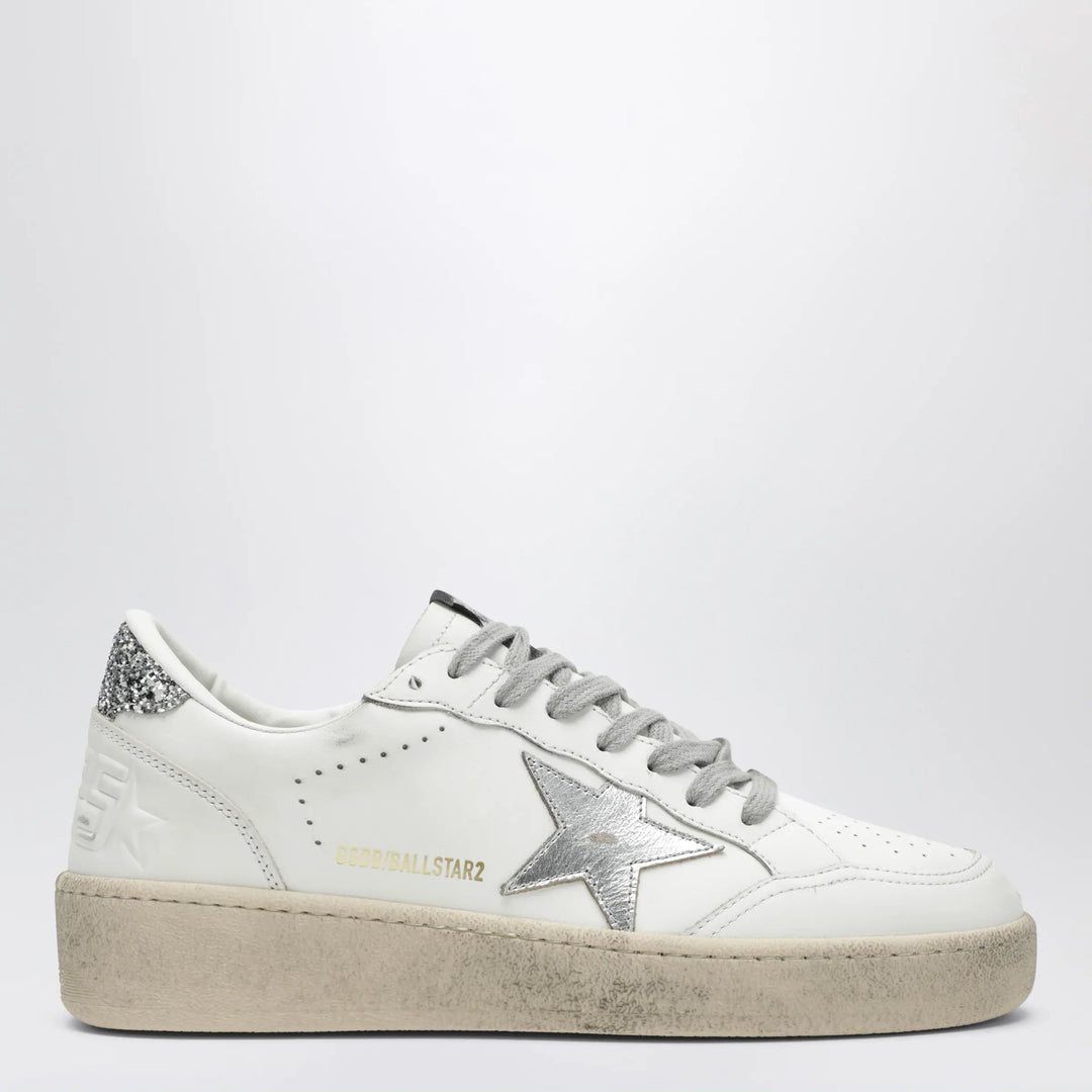 Golden Goose - White/silver/platinum glitter Ball Star sneakers Brand Apparel & Accessories > Shoes