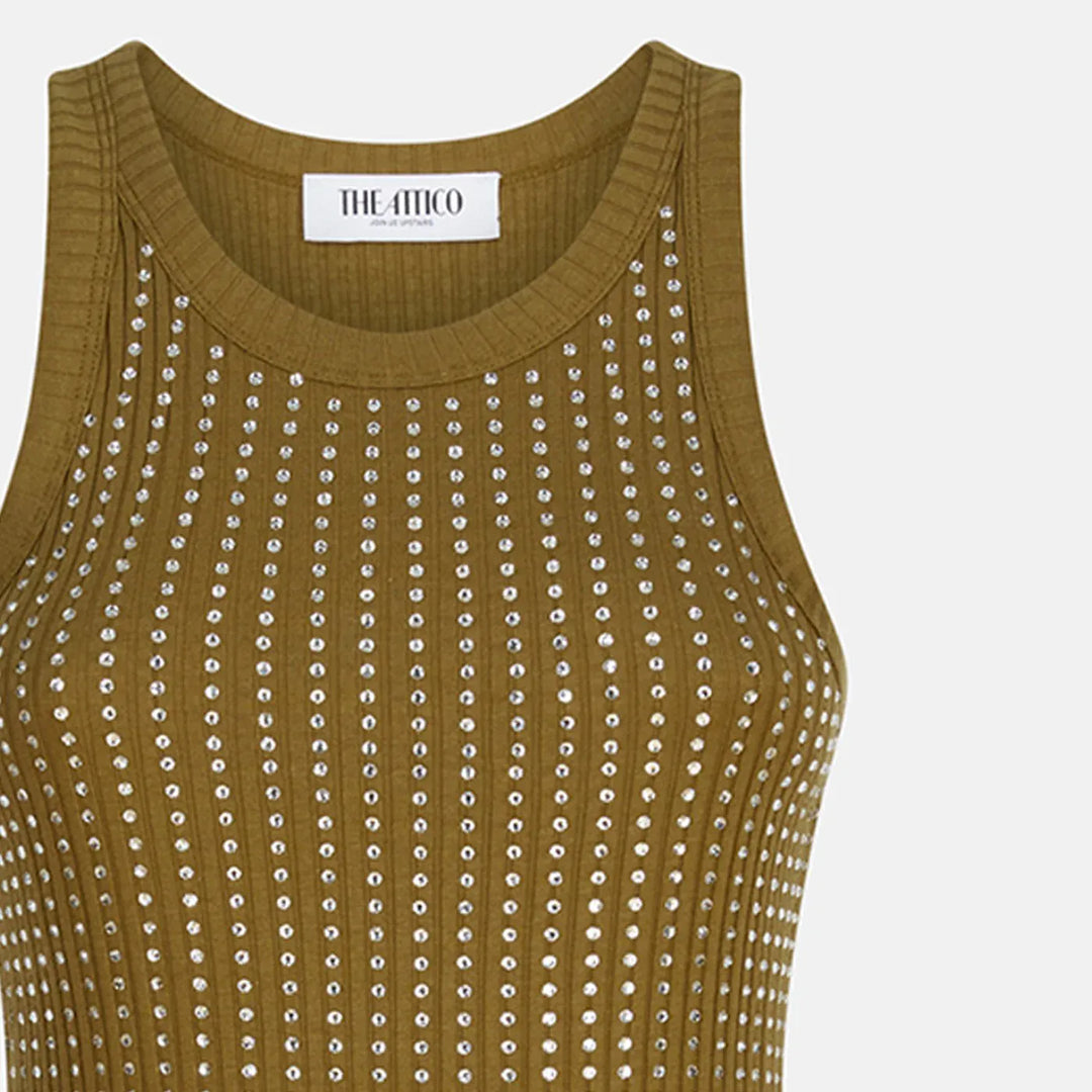 The Attico - Military green mini dress with rhinestones Brand Apparel &amp; Accessories