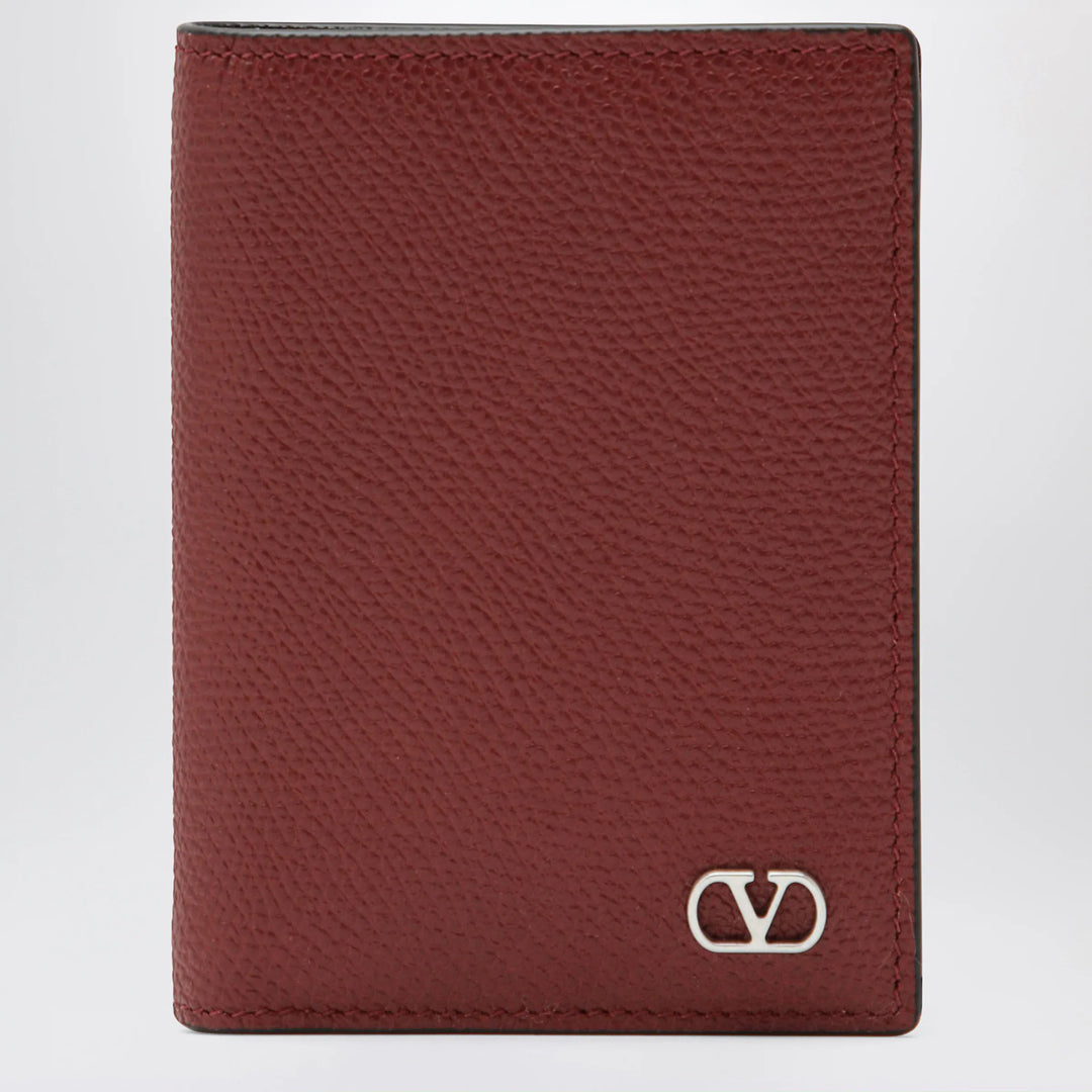 Valentino - Dark red Vlogo card holder in grained leather Brand Apparel & Accessories TU