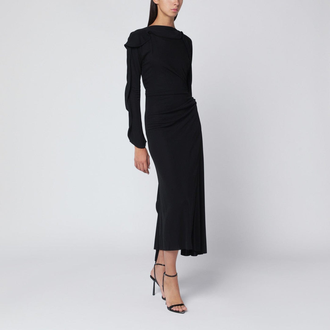 Apparel & Accessories 10 UK Victoria Beckham - Black midi dress in draped jersey Brand