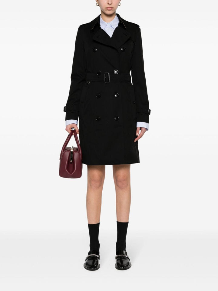Burberry Coats 4 Burberry Gabardine Coat Burberry black gabardine trench coat with logo-engraved buttons and waist belt. Brand
