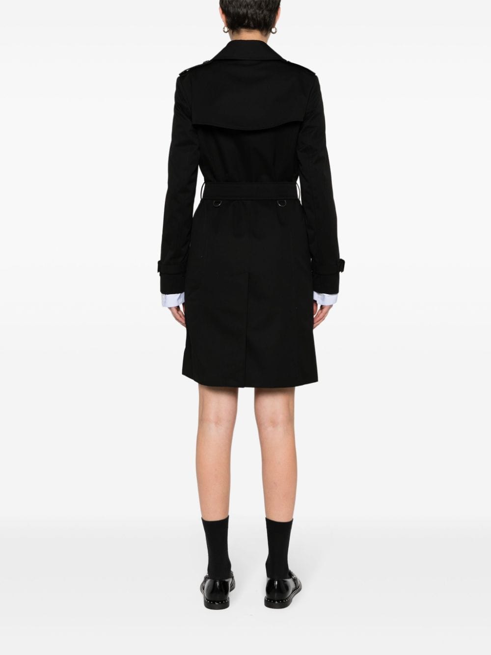 Burberry Coats 4 Burberry Gabardine Coat Burberry black gabardine trench coat with logo-engraved buttons and waist belt. Brand