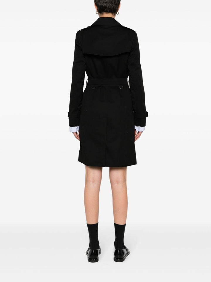 Burberry Coats 4 Burberry Gabardine Coat Burberry black gabardine trench coat with logo-engraved buttons and waist belt. Brand