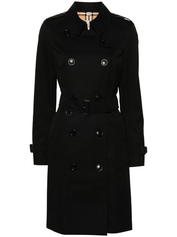 Burberry Coats 4 Burberry Gabardine Coat Burberry black gabardine trench coat with logo-engraved buttons and waist belt. Brand