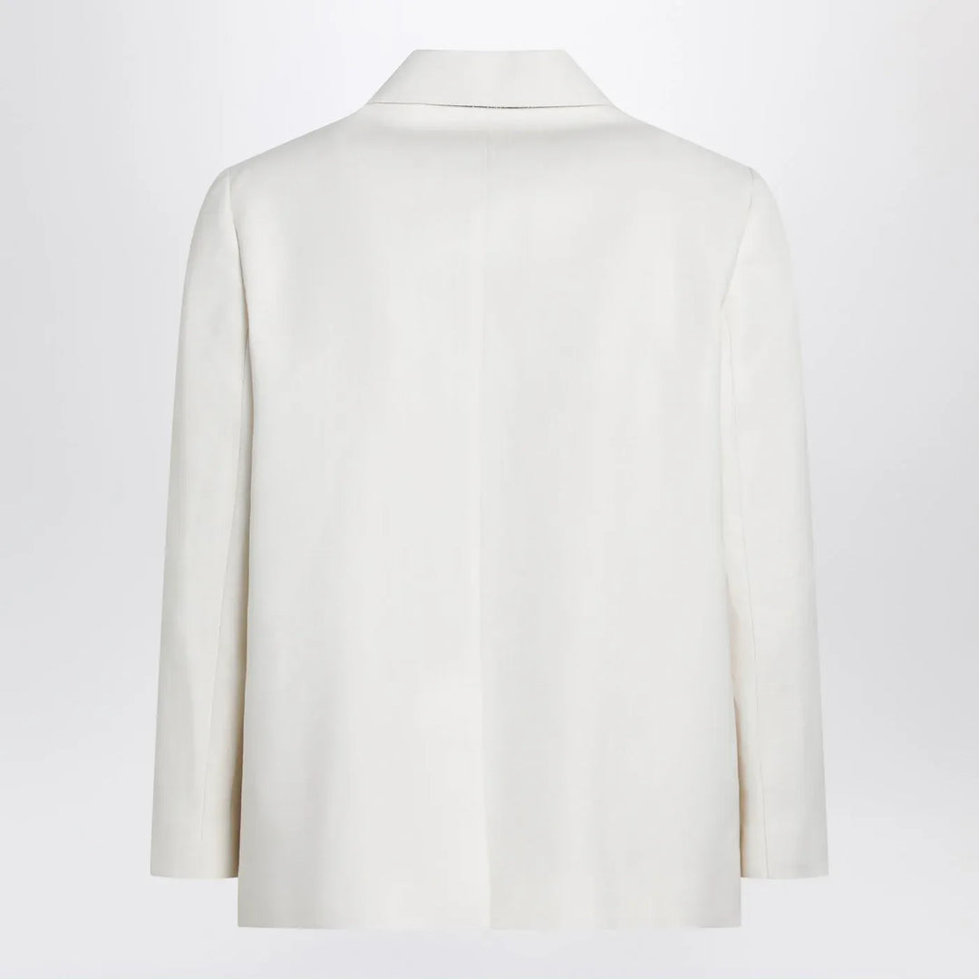 Brunello Cucinelli - Ivory fluid twill jacket in viscose and linen Brand Coats &amp; Jackets