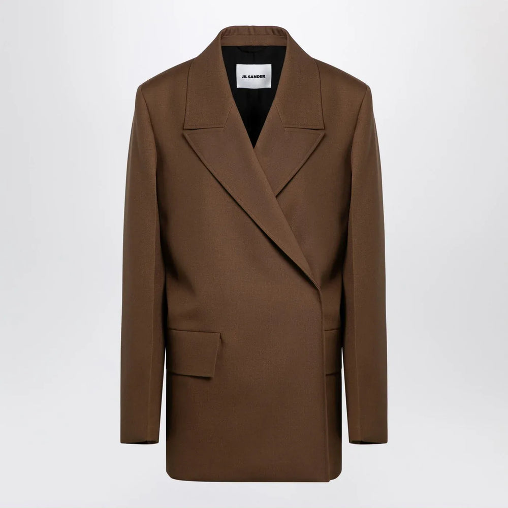 Jil Sander - Brown wool double-breasted jacket Brand Coats & Jackets 38  FR