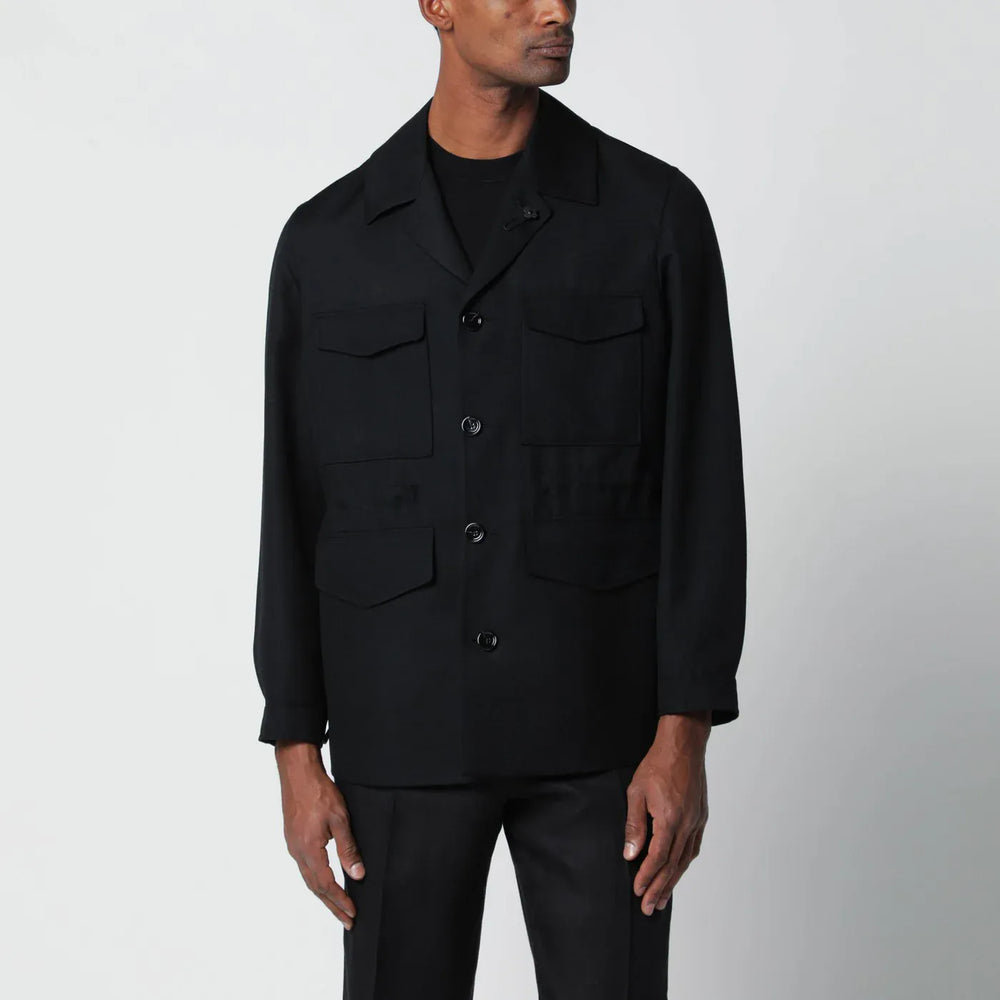 Lardini - Black viscose and silk-blend jacket Brand Coats & Jackets 46 IT