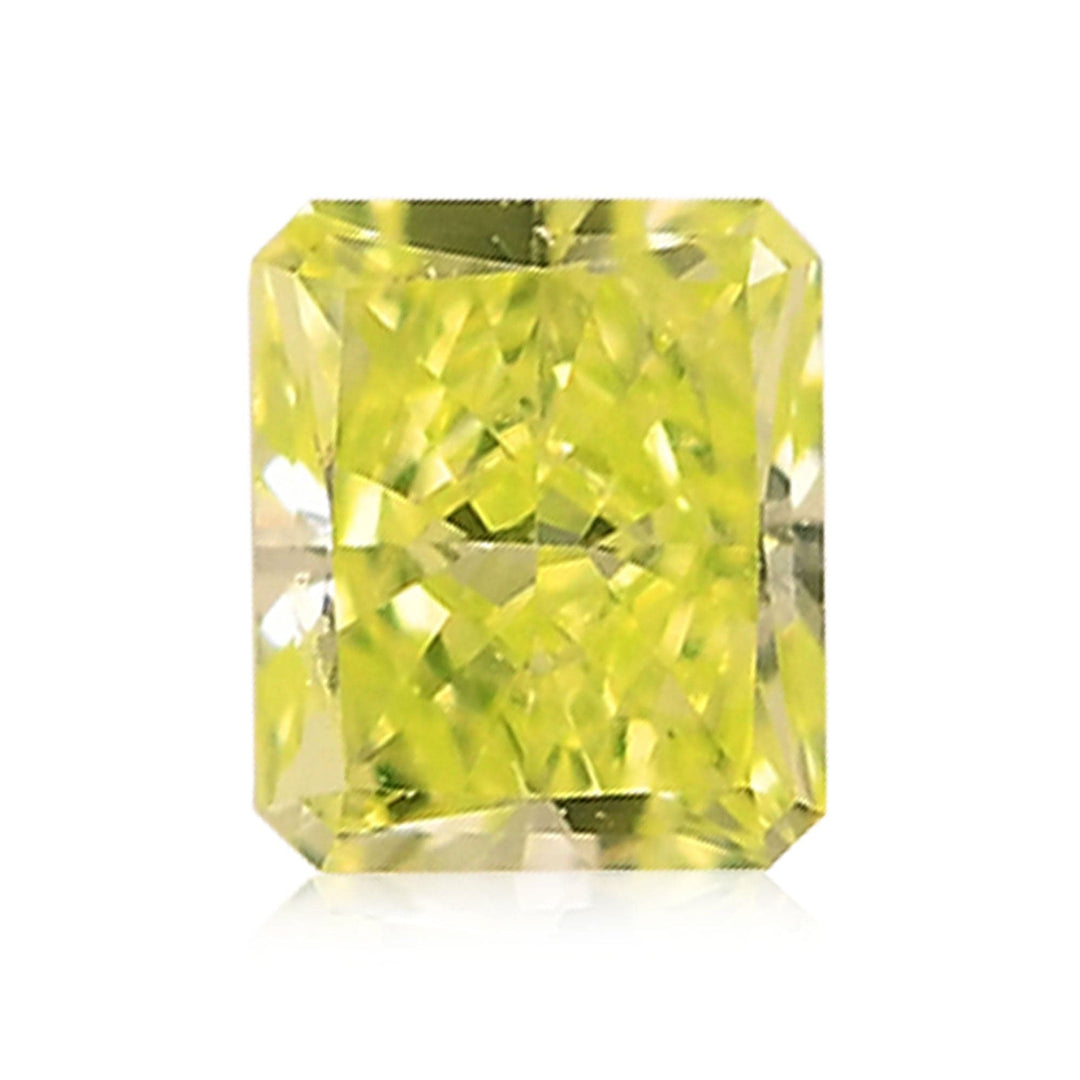 0.10 Carat Fancy Intense Yellow Green Radiant Diamond (VS1) GIA Brand Color Diamond