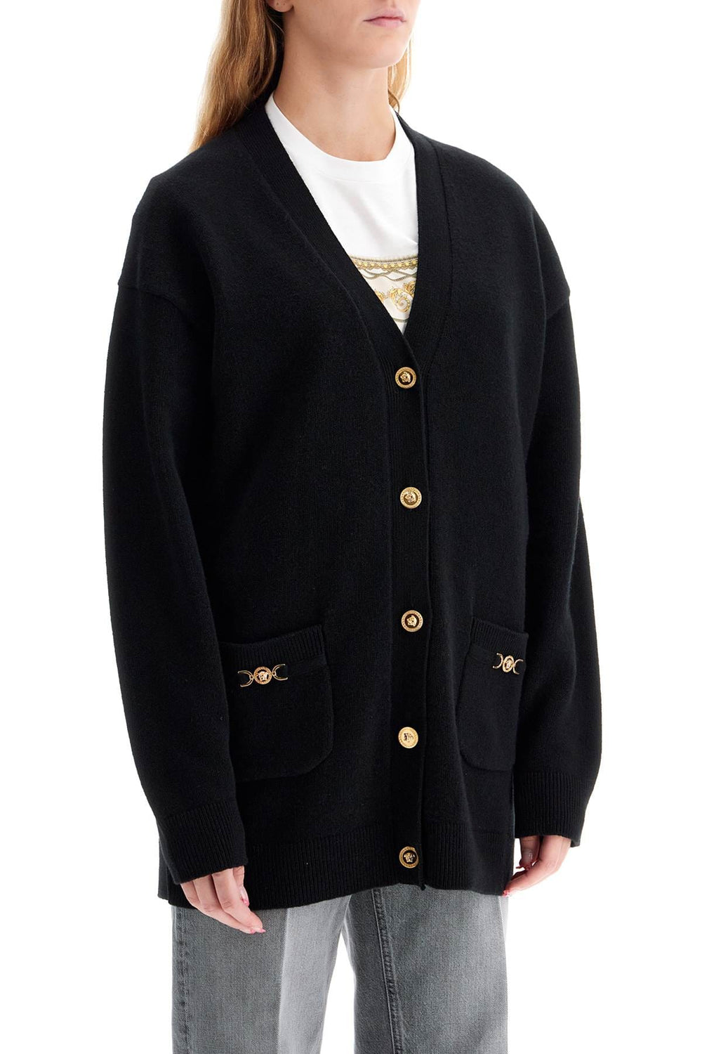 Versace Knitwear Versace Boxy Wool And Cashmere Cardigan Versace Boxy Wool  Cardigan | Made with Italian Cashmere Brand