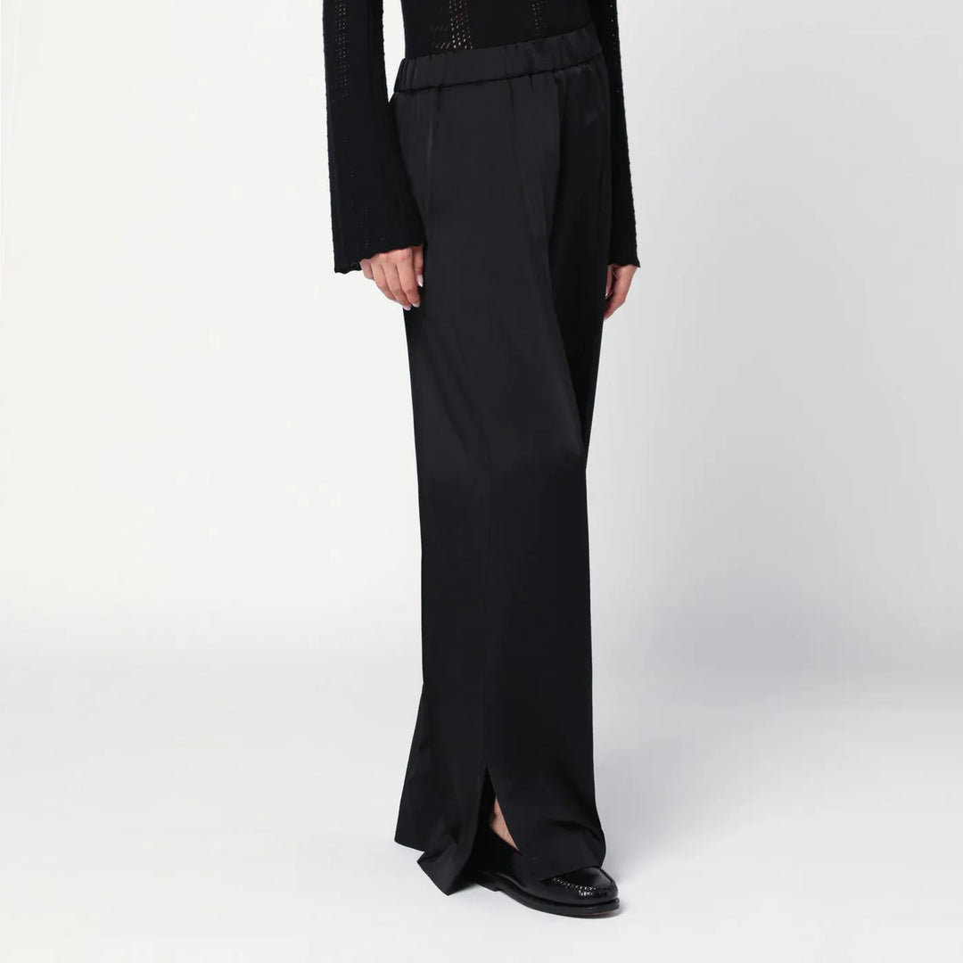 Jil Sander - Black satin palazzo pants Brand Pants 36  FR