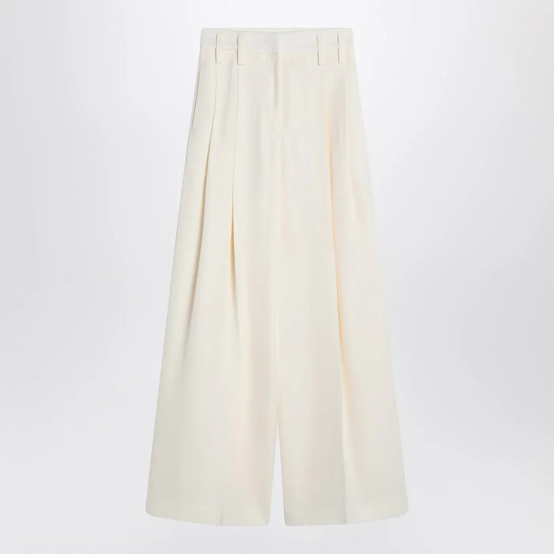 Jil Sander - Wide cream trousers in silk blend Brand Pants 34  FR