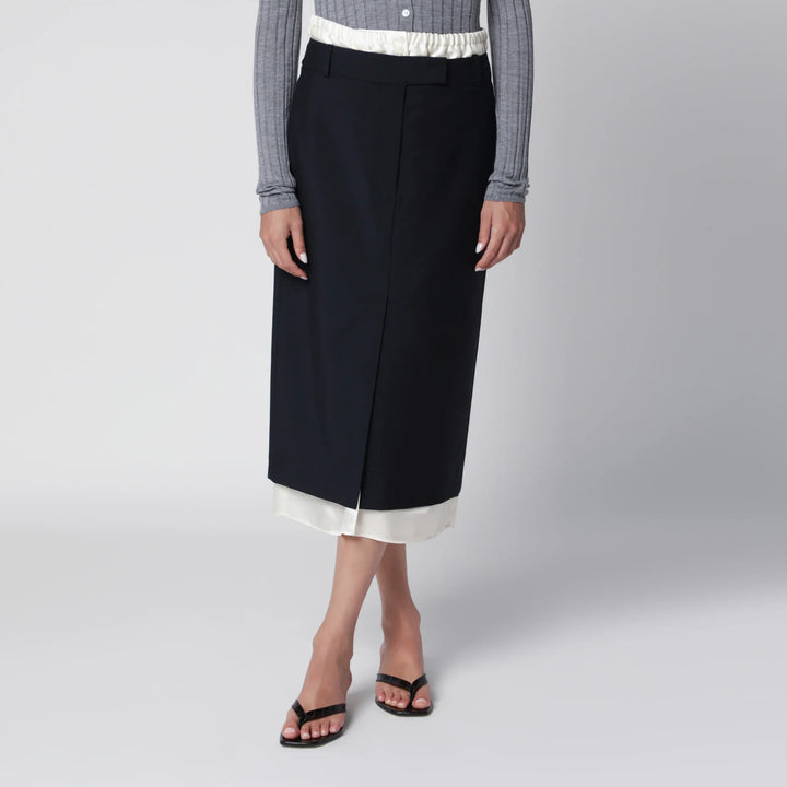 Róhe - Navy Blue Skirt with Boxer Detail Brand 34  FR