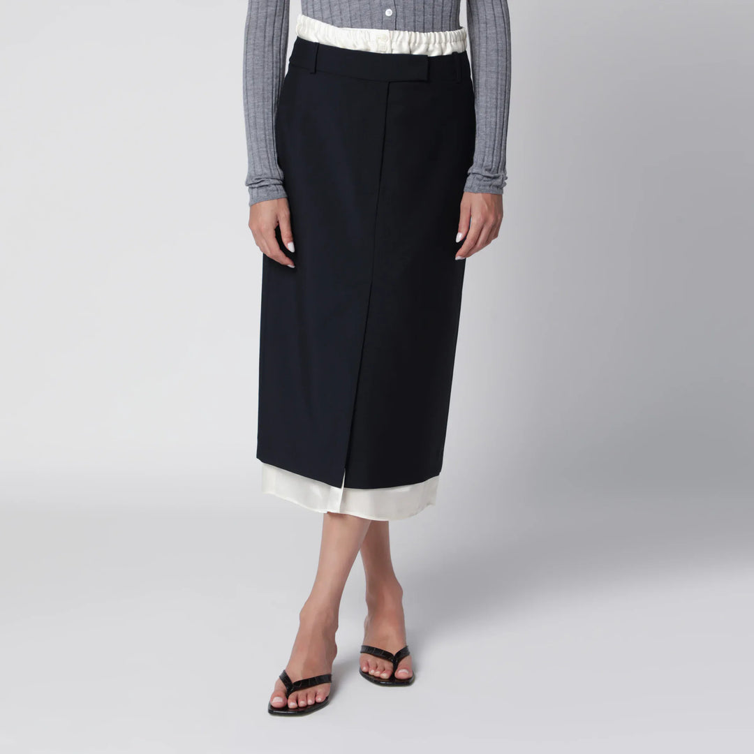 Róhe - Navy Blue Skirt with Boxer Detail Brand 38  FR