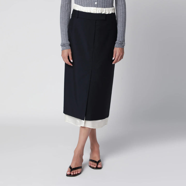 Róhe - Navy Blue Skirt with Boxer Detail Brand 38  FR