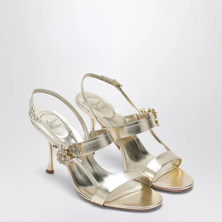ROGER VIVIER - Gold leather Efflorescence sandals Brand Sandals