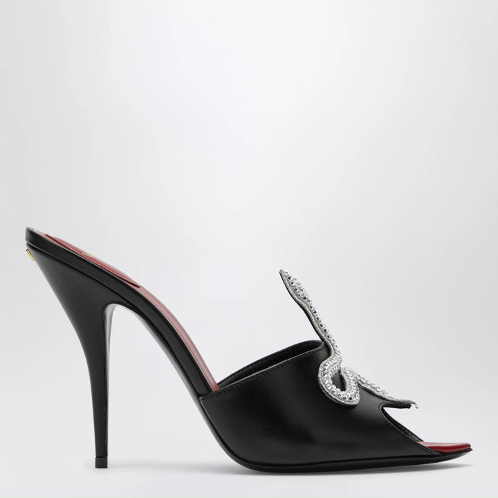 Valentino Garavani - Black Coeur Vipère slide sandals in goatskin Brand Sandals 36 IT
