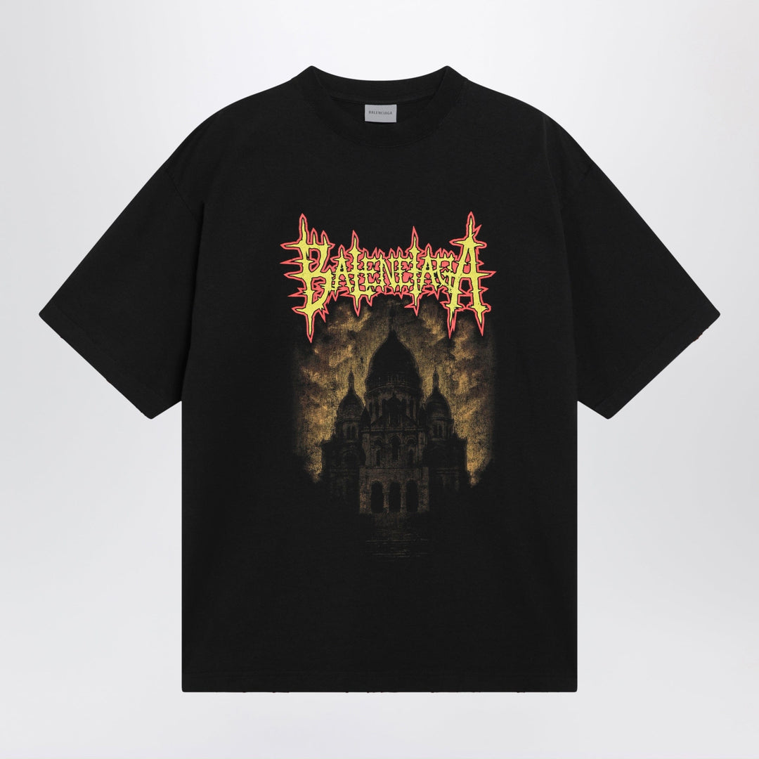 Shirts & Tops Balenciaga - Black oversized T-shirt with logo print Brand