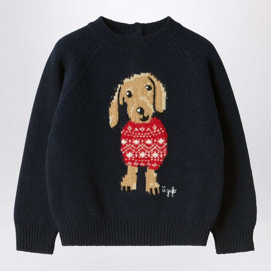 Shirts & Tops 12 Il Gufo - Blue wool sweater with dachshund Brand