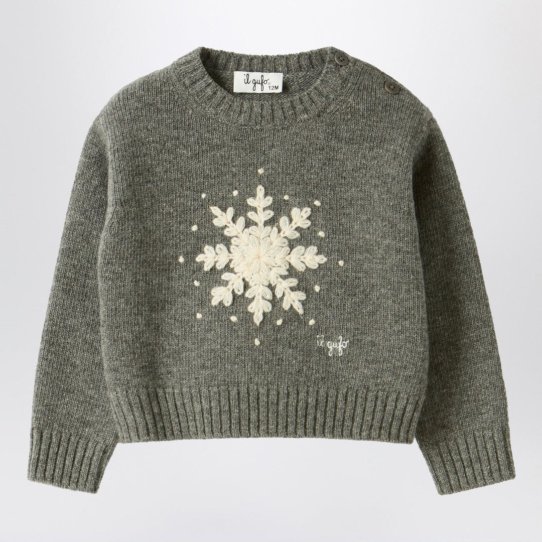 Shirts & Tops 2A Il Gufo - Grey wool sweater with snowflake motif Brand