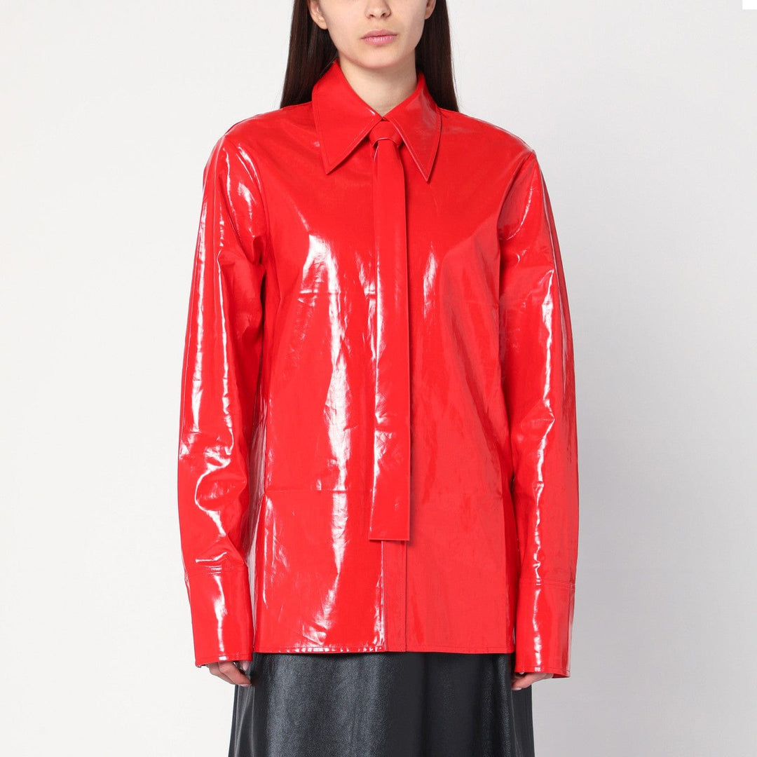 Shirts & Tops 34  FR Jil Sander - Shiny linen shirt with red tie Brand