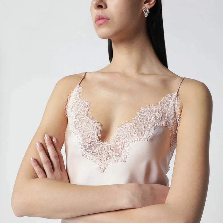 Róhe - Light pink silk tank top with lace Brand Shirts &amp; Tops