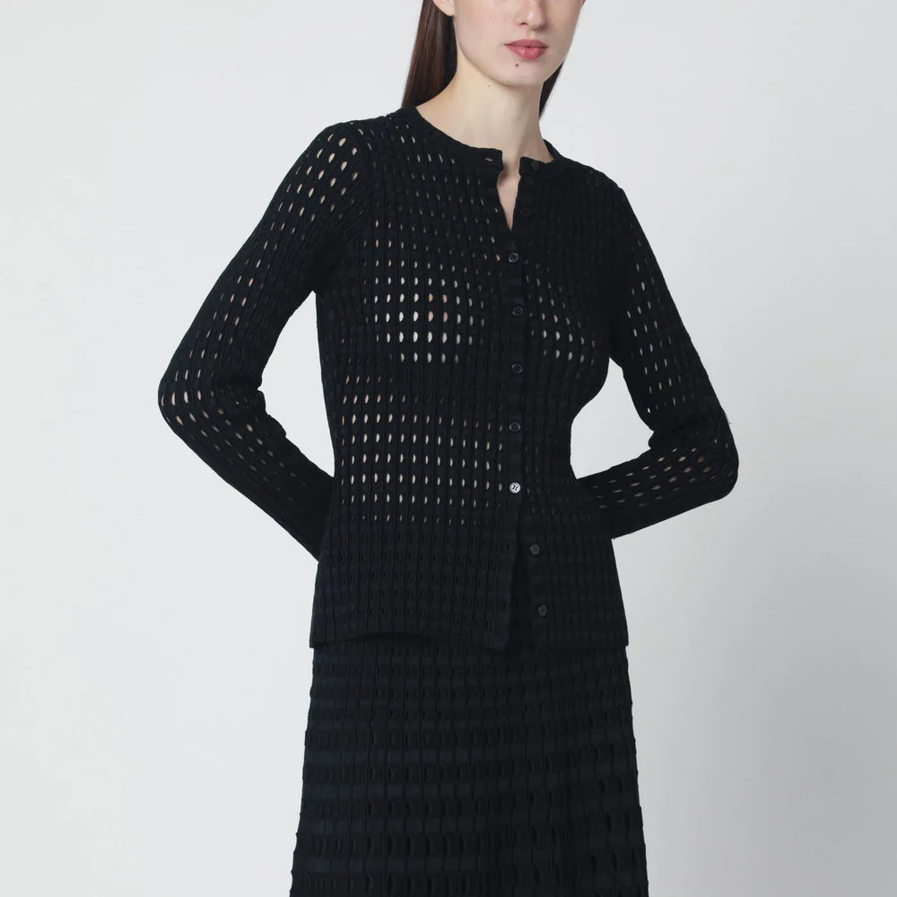 SIMKHAI - Mabel black openwork knit cardigan Brand Shirts & Tops S
