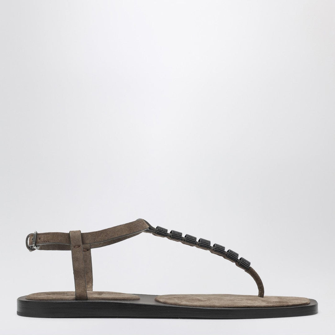 Shoes Brunello Cucinelli - Suede thong sandals with Precious Straps Brand