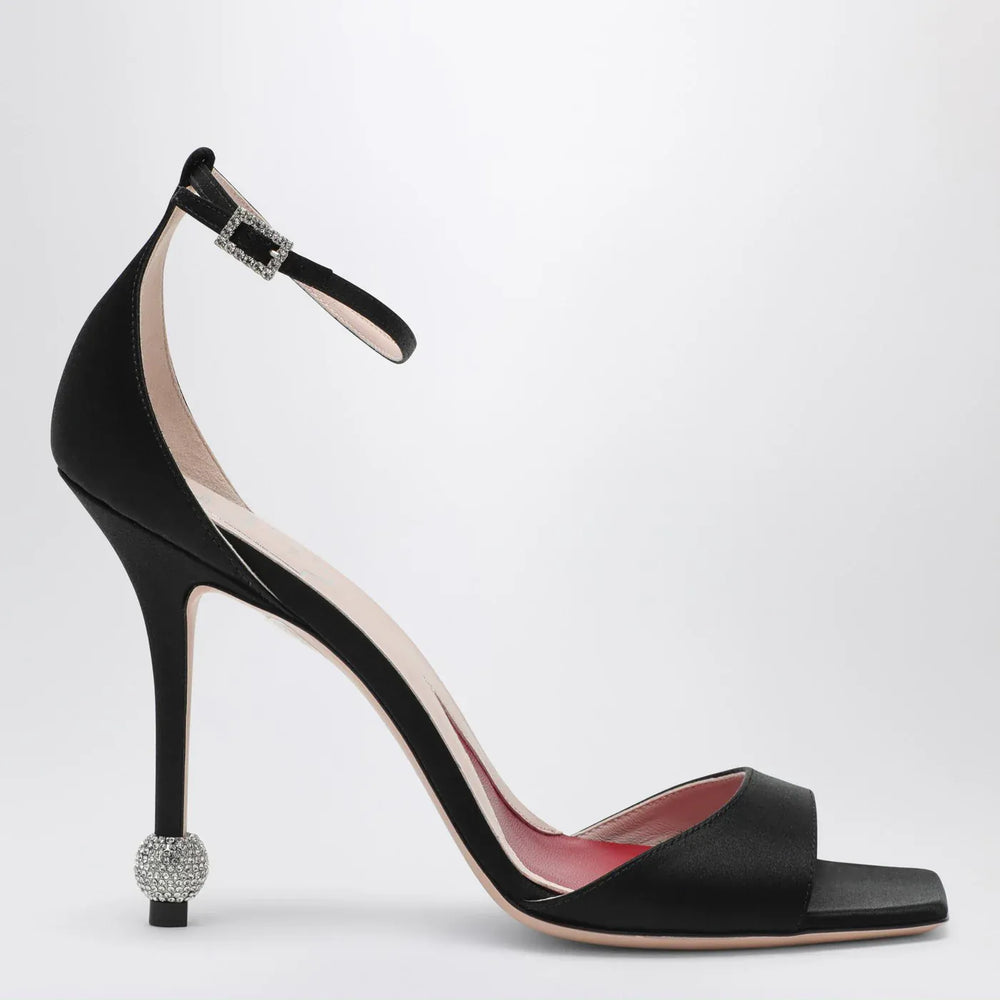ROGER VIVIER - Black sandal with jewelled heel Brand Shoes 36,5 IT