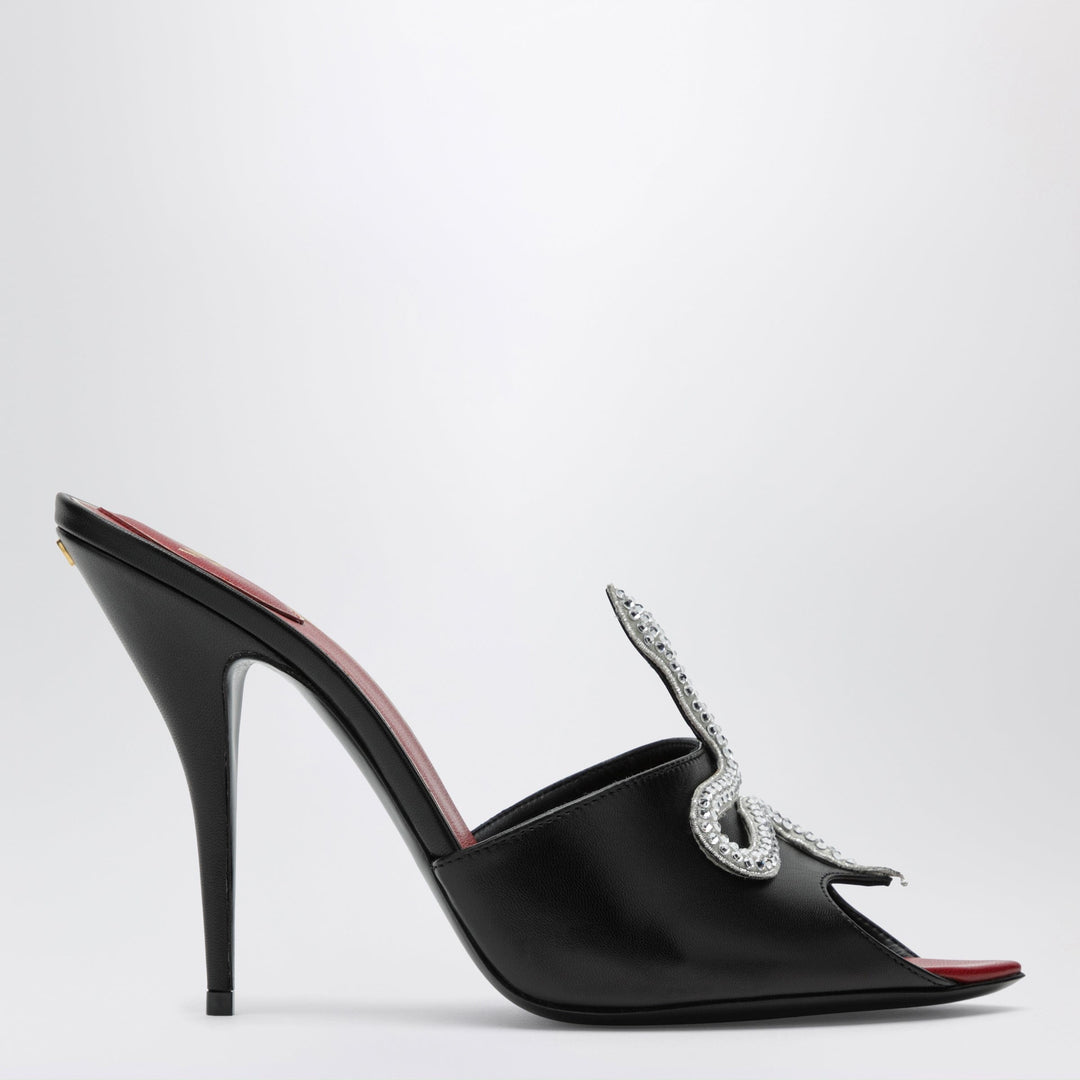 Shoes Valentino Garavani - Black Coeur Vipère slide sandals in goatskin Brand