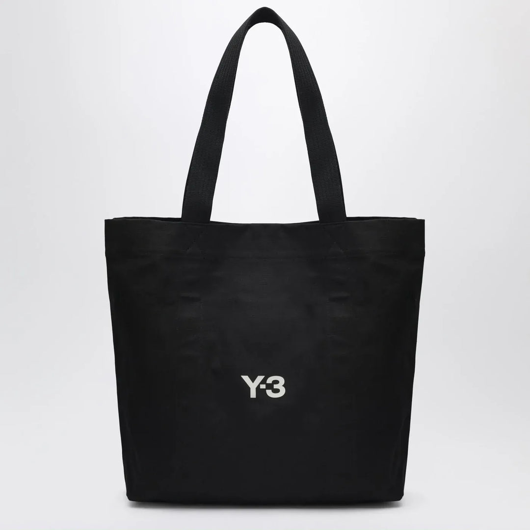 adidas Y-3 - Black canvas bag with logo print Brand Shopper Bag TU