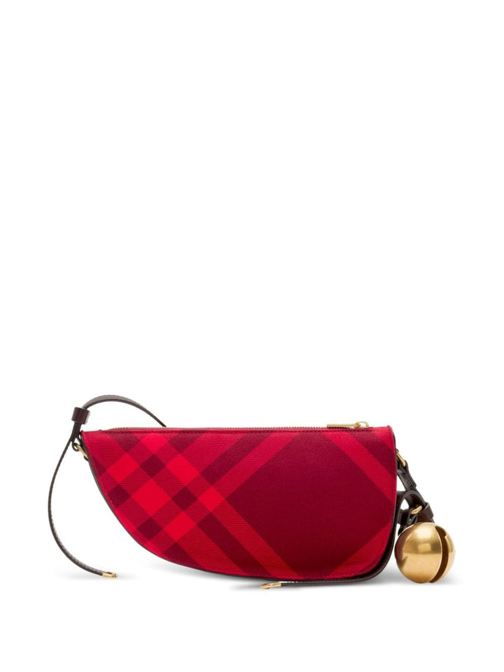 Burberry Shoulder UNI Burberry Lambskin Shoulder Bags Burberry Red lambskin check pattern bag with gold-tone hardware and bell charm. Brand