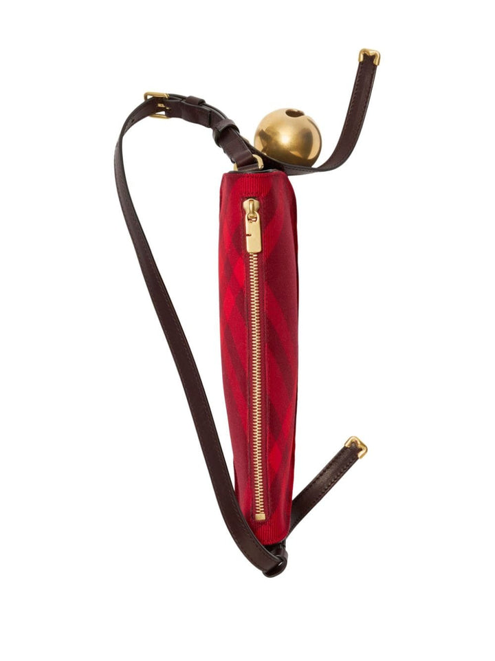 Burberry Shoulder UNI Burberry Lambskin Shoulder Bags Burberry Red lambskin check pattern bag with gold-tone hardware and bell charm. Brand