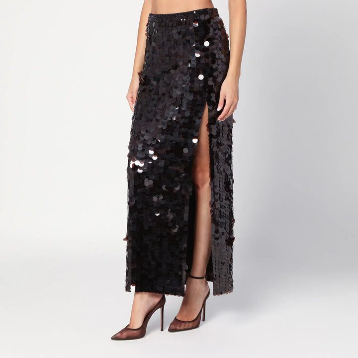 P.A.R.O.S.H. - Brown sequinned skirt with slit Brand Skirts M