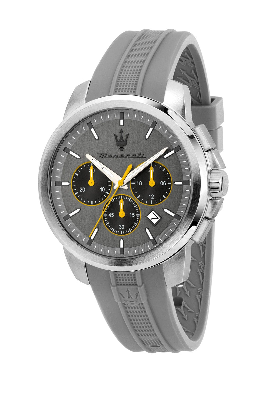 Watch Maserati Successo 42mm Chrono Gray Dial Gray Silicone Strap Watch Brand