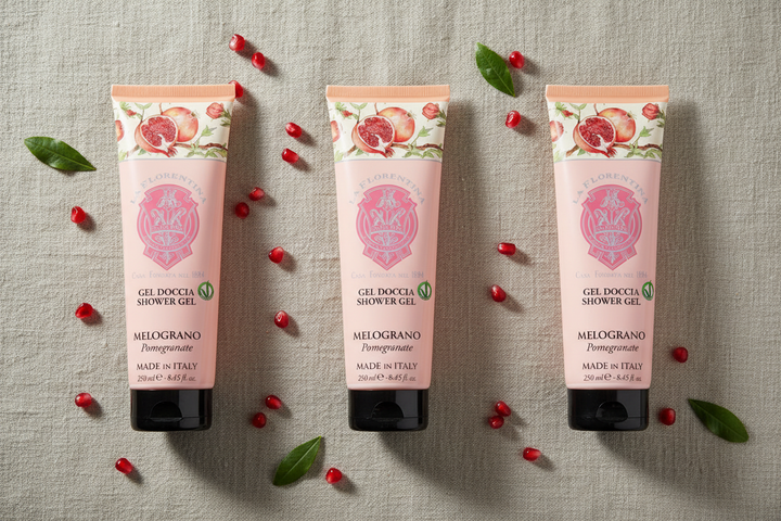 La Florentina Pomegranate Shower Gel - Linen Natural Background